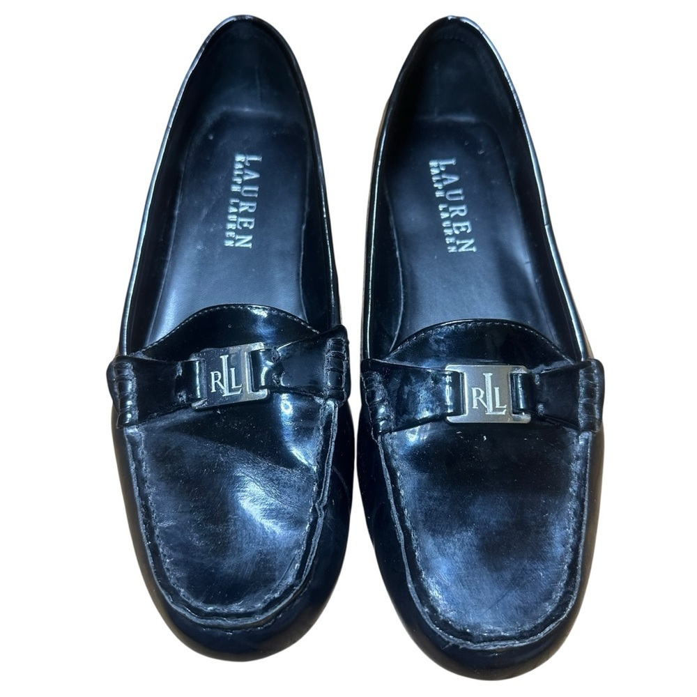 Lauren Ralph Lauren Loafers Block Heel Minimalist Office Classic Black 7.5 Chic